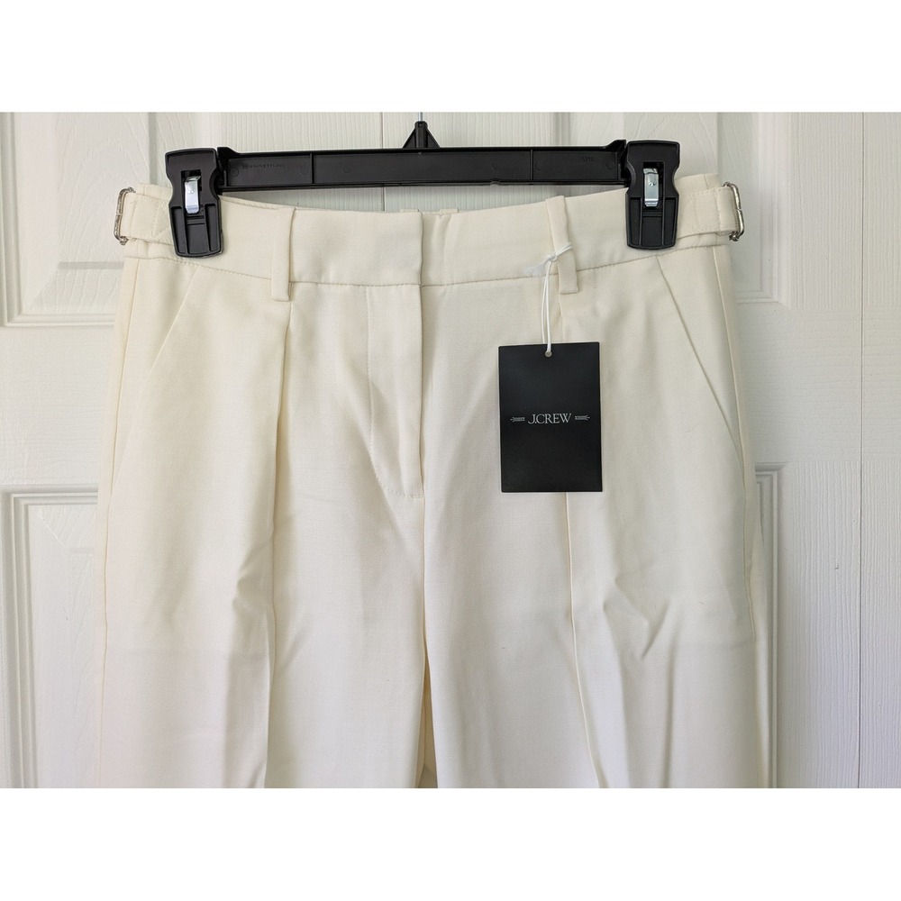 J. Crew Collection high-rise Portia pant tuxedo wool Sze 00 Ivory NWT $220 CF810 - Picture 2 of 10